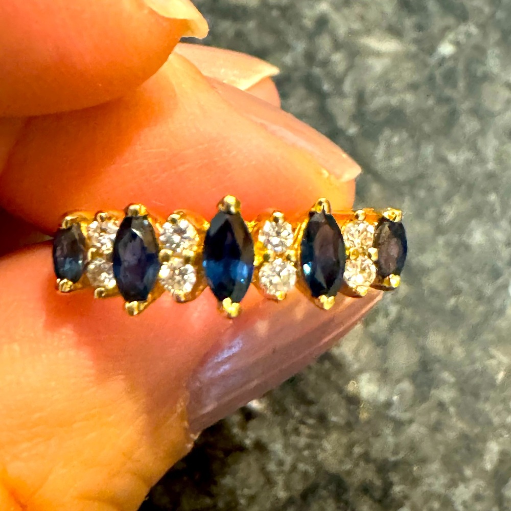 14k yellow gold diamond sapphire ring